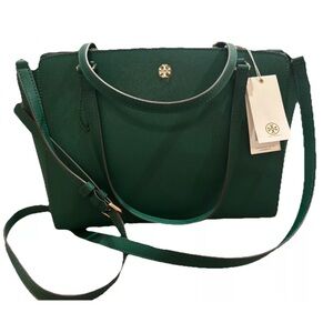 Tory Burch Emerson Small Top Zip Tote Color Emerald Stone Purse